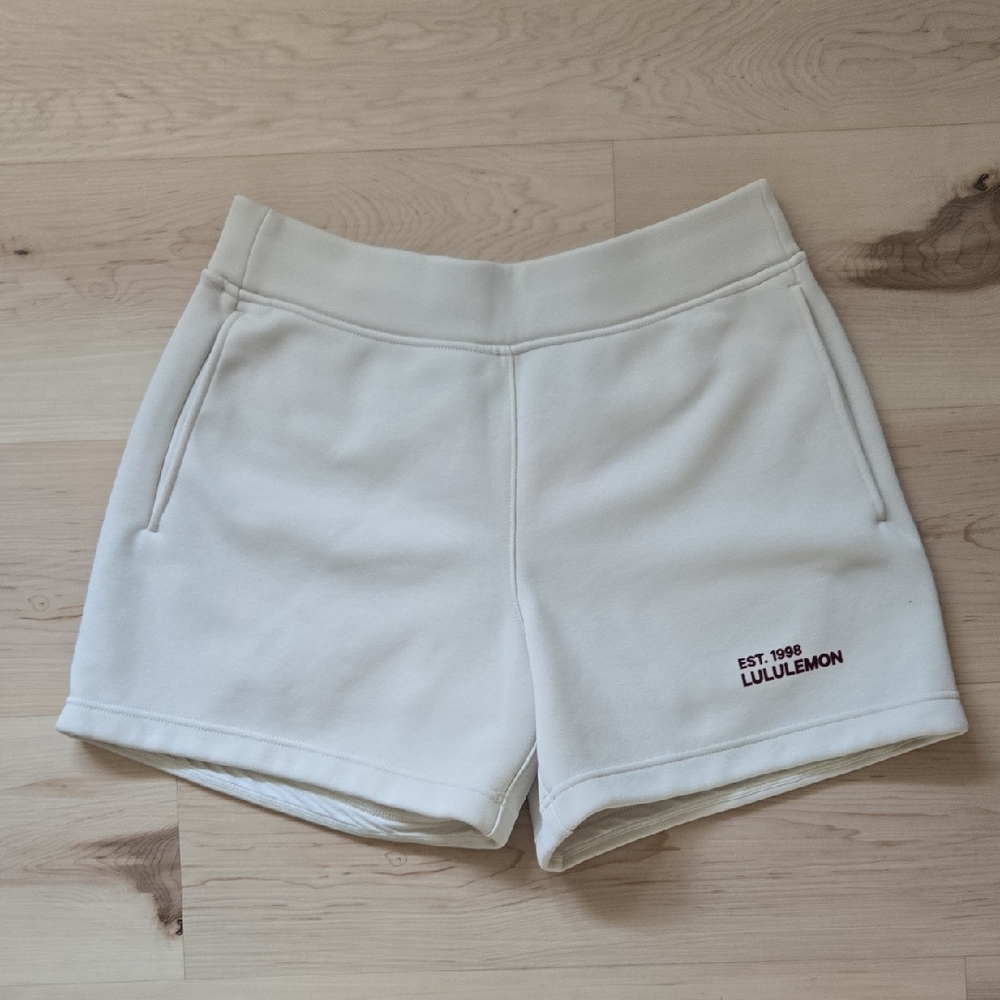 lululemon athletica Cream Logo Athletic Shorts